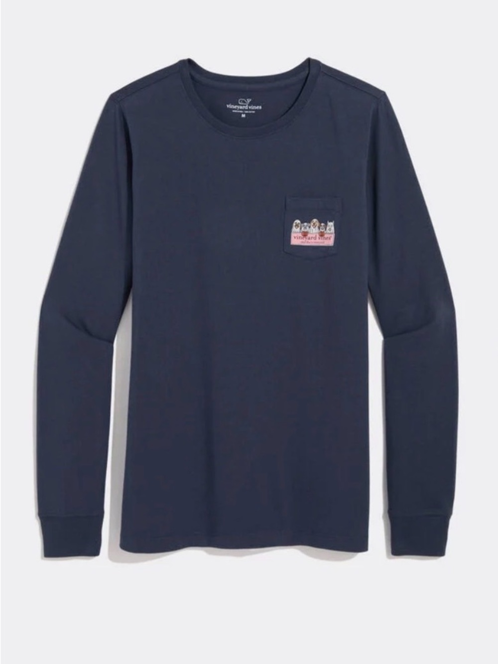 NWT Vineyard Vines Ghost Pups Logo Box Long Sleeve Pocket Tee XL